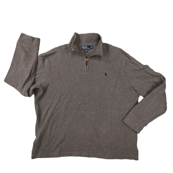 Polo Ralph Lauren Vintage Grey Long Sleeve Quarter Zip Sweater‎ size XXL - Picture 1 of 7